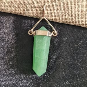 Gorgeous Aventurine Crystal Pendant Necklace 2" Healing Chakra Sterling Silver